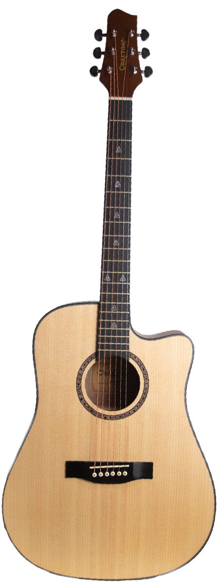 Craftine Dreadnought Style Acoustic Guitar with Cutaway comes with Craftine Soft Gig Bag